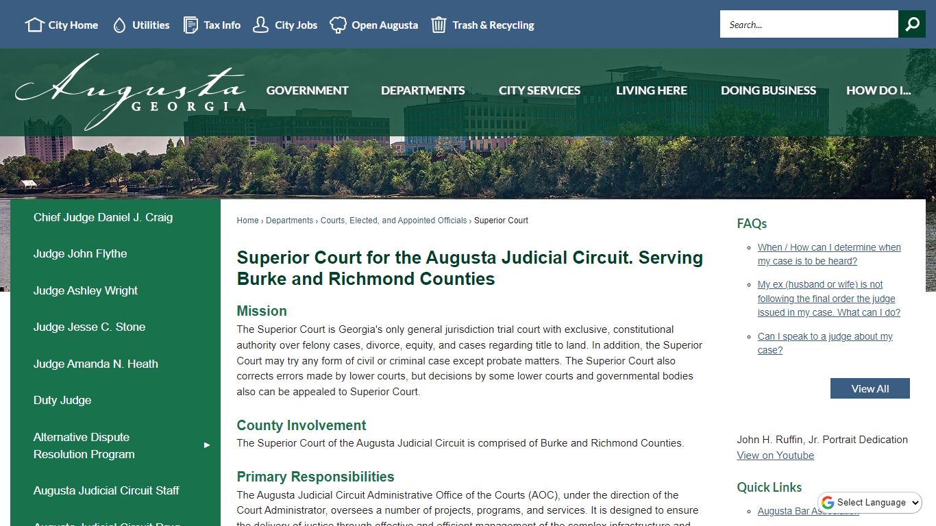 Superior Court for the Augusta Judicial Circuit. Serving ...